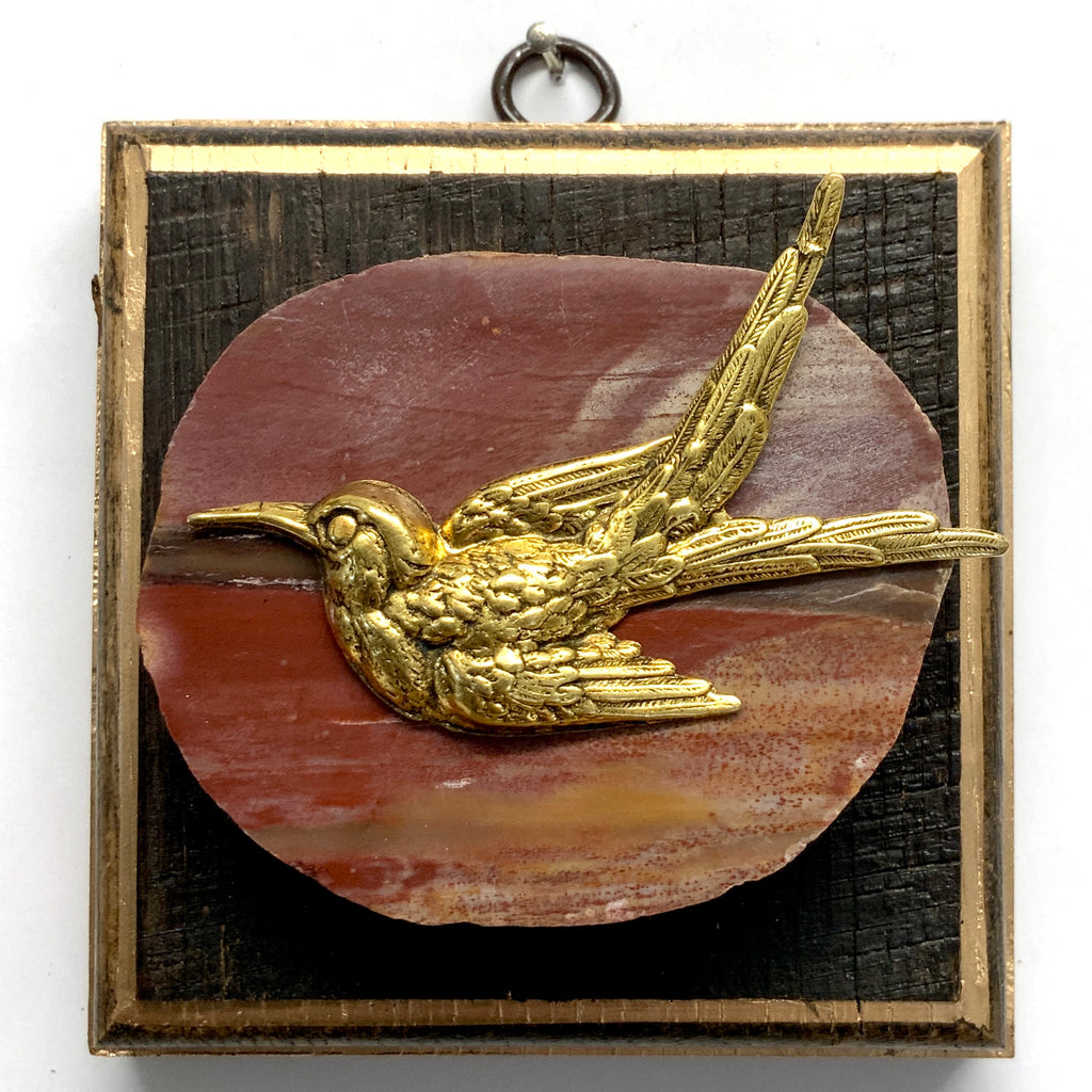 Bourbon Barrel Frame with Swallow on Petrified Wood (4