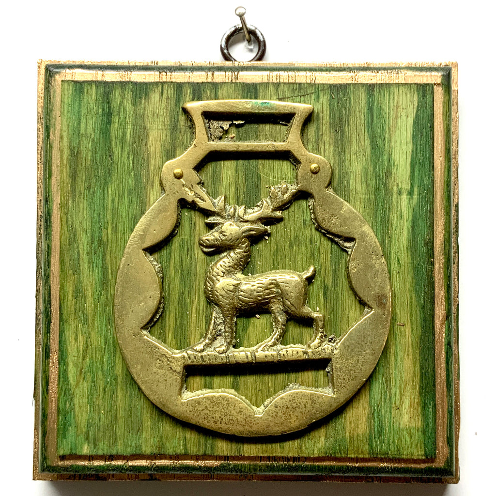 Green Waxed Frame with Horse Brass (5