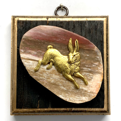 Bourbon Barrel Frame with Hare on Petrified Wood (4