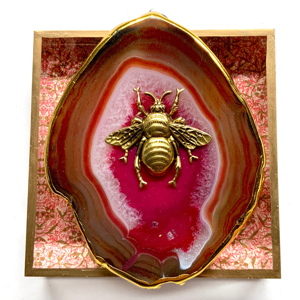 Acrylic Frame with Grande Bee on Agate / Slight Imperfections (4