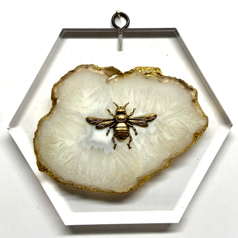 Lucite Acrylic Frame with Italian Bee on Agate (7” wide)