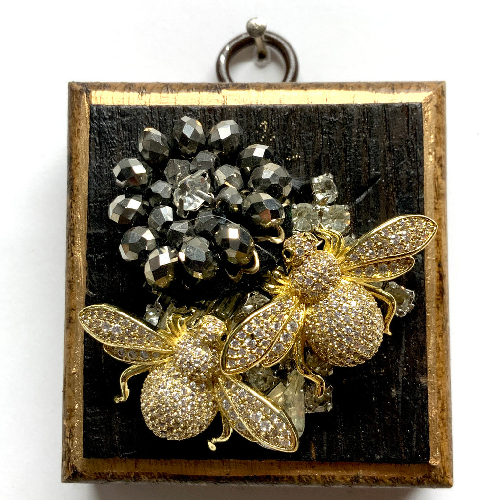 Bourbon Barrel Frame with Sparkle Bees on Brooch (2.5