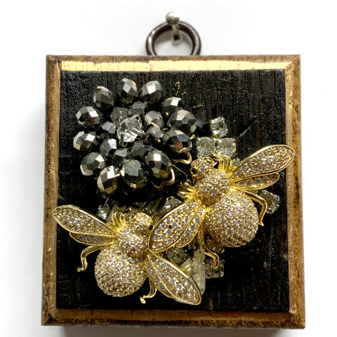 Bourbon Barrel Frame with Sparkle Bees on Brooch (2.5