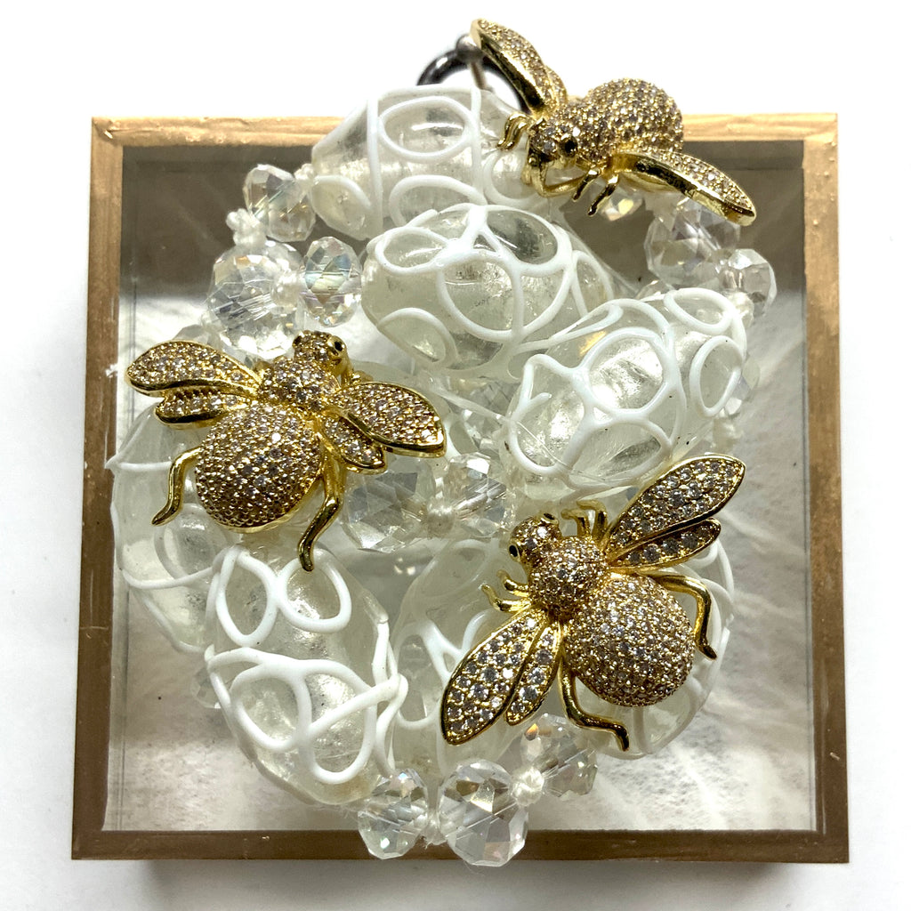 Acrylic Frame with Sparkle Bees on Necklace / Slight Imperfections (3