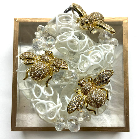 Acrylic Frame with Sparkle Bees on Necklace / Slight Imperfections (3