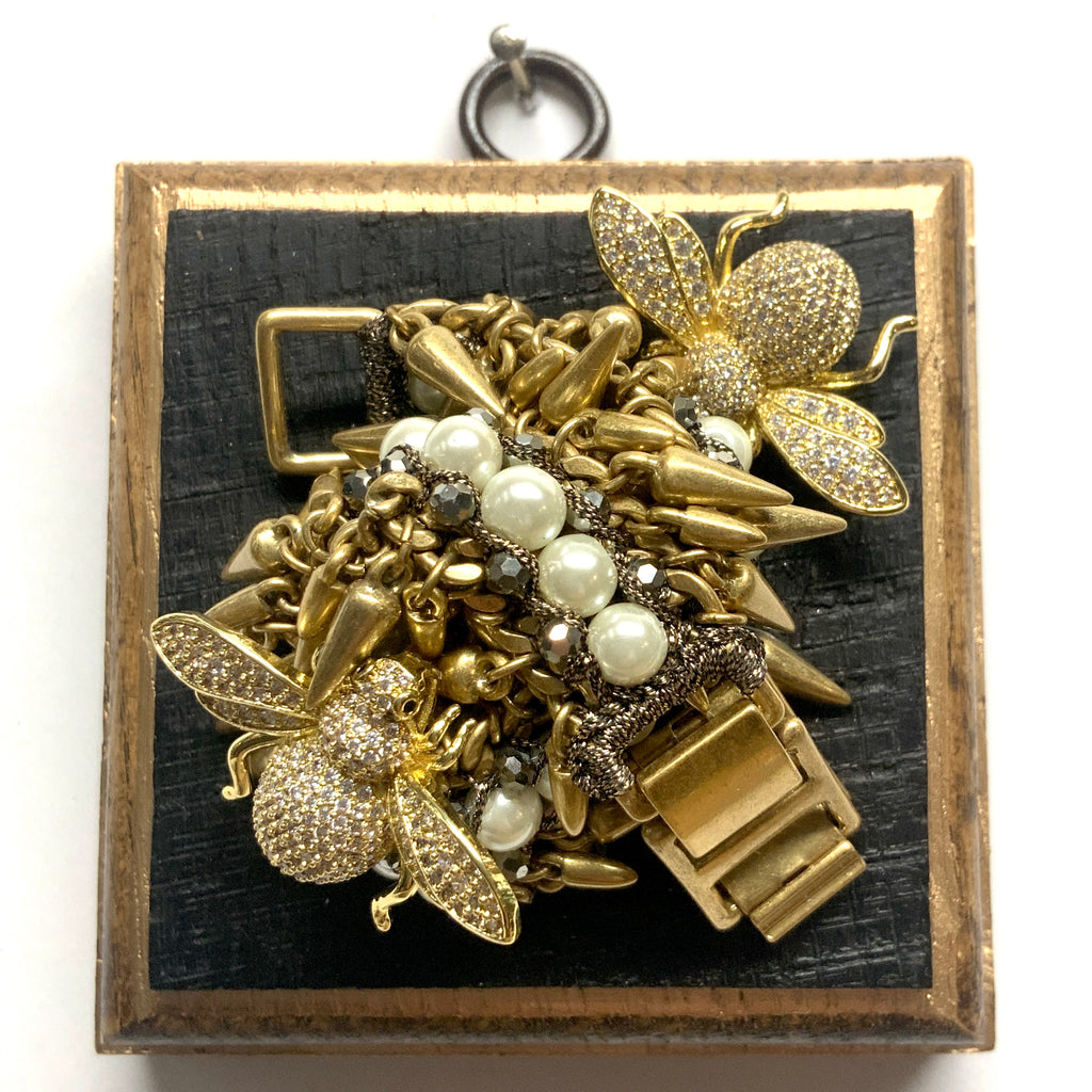 Bourbon Barrel Frame with Sparkle Bees on Necklace (3.25