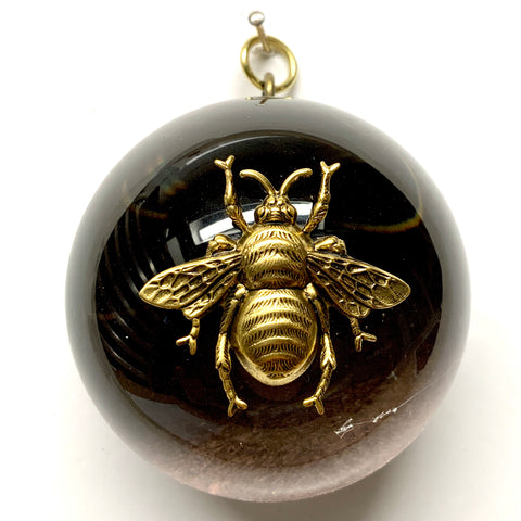 Acrylic Dome Frame with Grande Bee on Marbled Paper / Slight Imperfections (3