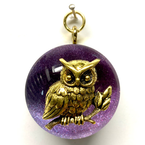 Acrylic Dome Frame with Owl on Sparkle Paper / Slight Imperfections (2