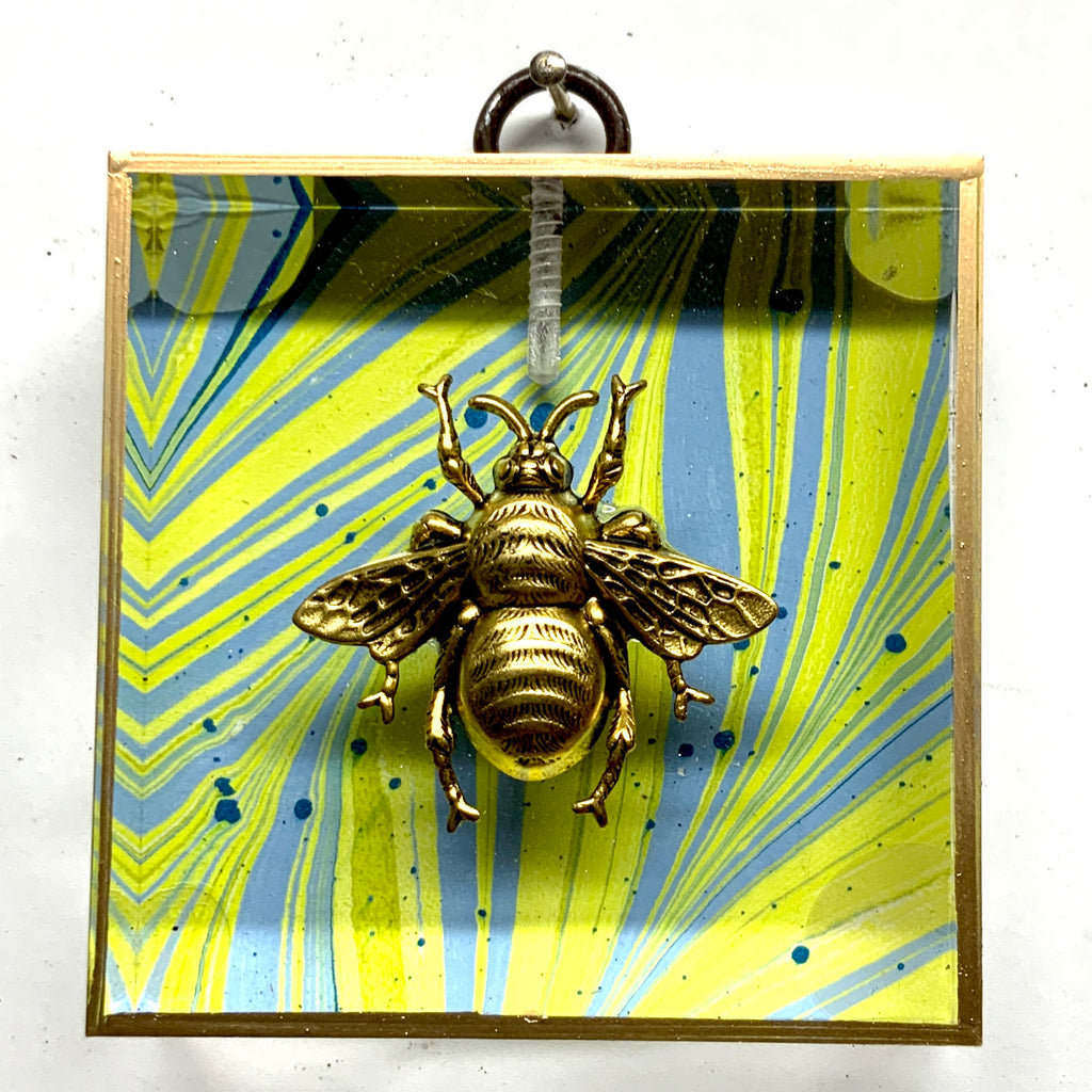 Acrylic Frame with Grande Bee on Marbled Paper / Slight Imperfections (3