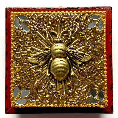 Modern Lacquered Frame with Grande Bee on Beaded Block (2.75” wide)