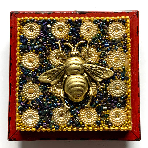 Modern Lacquered Frame with Grande Bee on Beaded Block (2.75” wide)