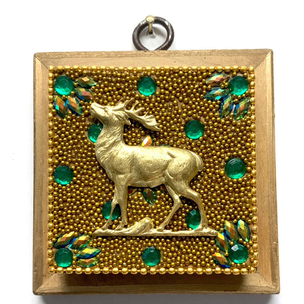 Wooden Frame with Stag on Beaded Block (3.25” wide)