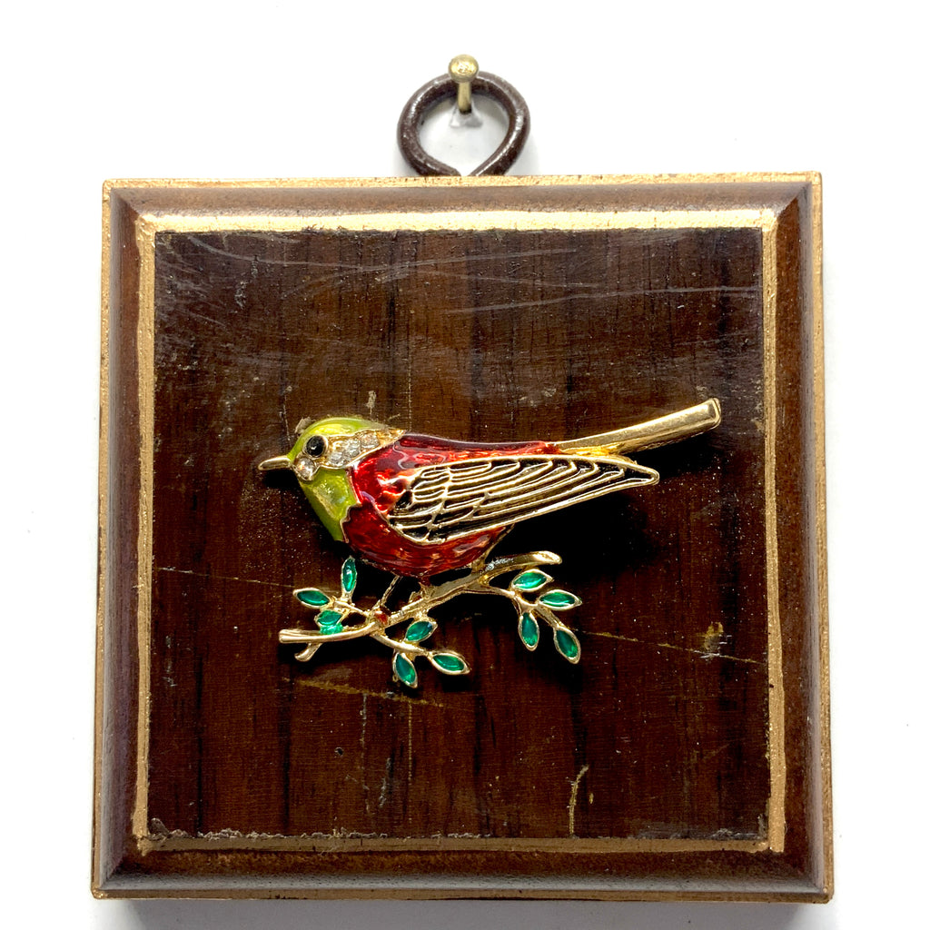 Rosewood Frame with Enameled Bird (3” wide)