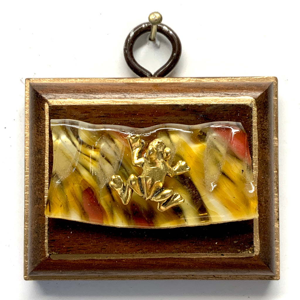 Mahogany Frame with Frog on Glass Piece (2.5” wide)