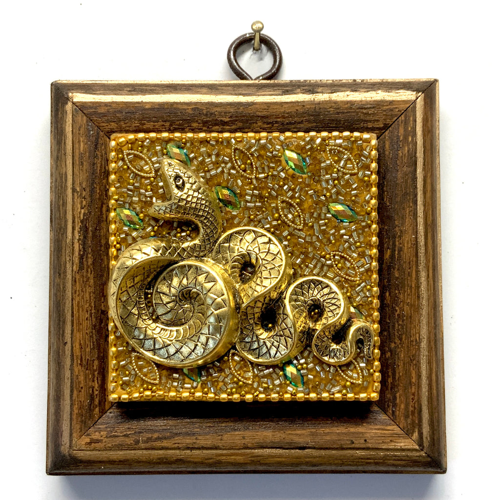 Wooden Frame with Snake on Beaded Block (3.75” wide)