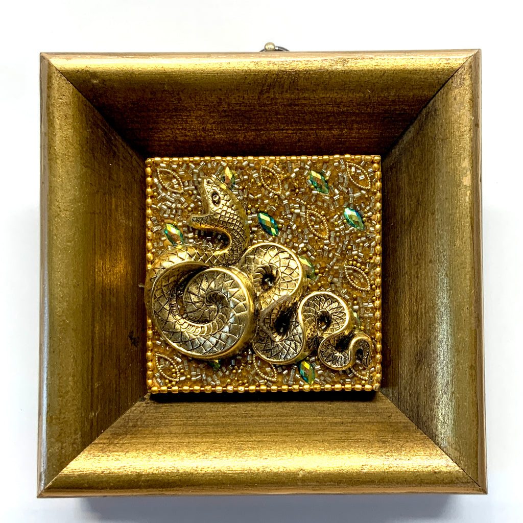 Gilt Frame with Snake on Beaded Block (4.5” wide)